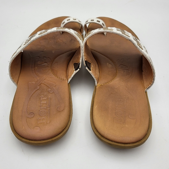 Born White and Metallic Woven Slide Sandals with Toe Ring Size 8 - Picture 6 of 10